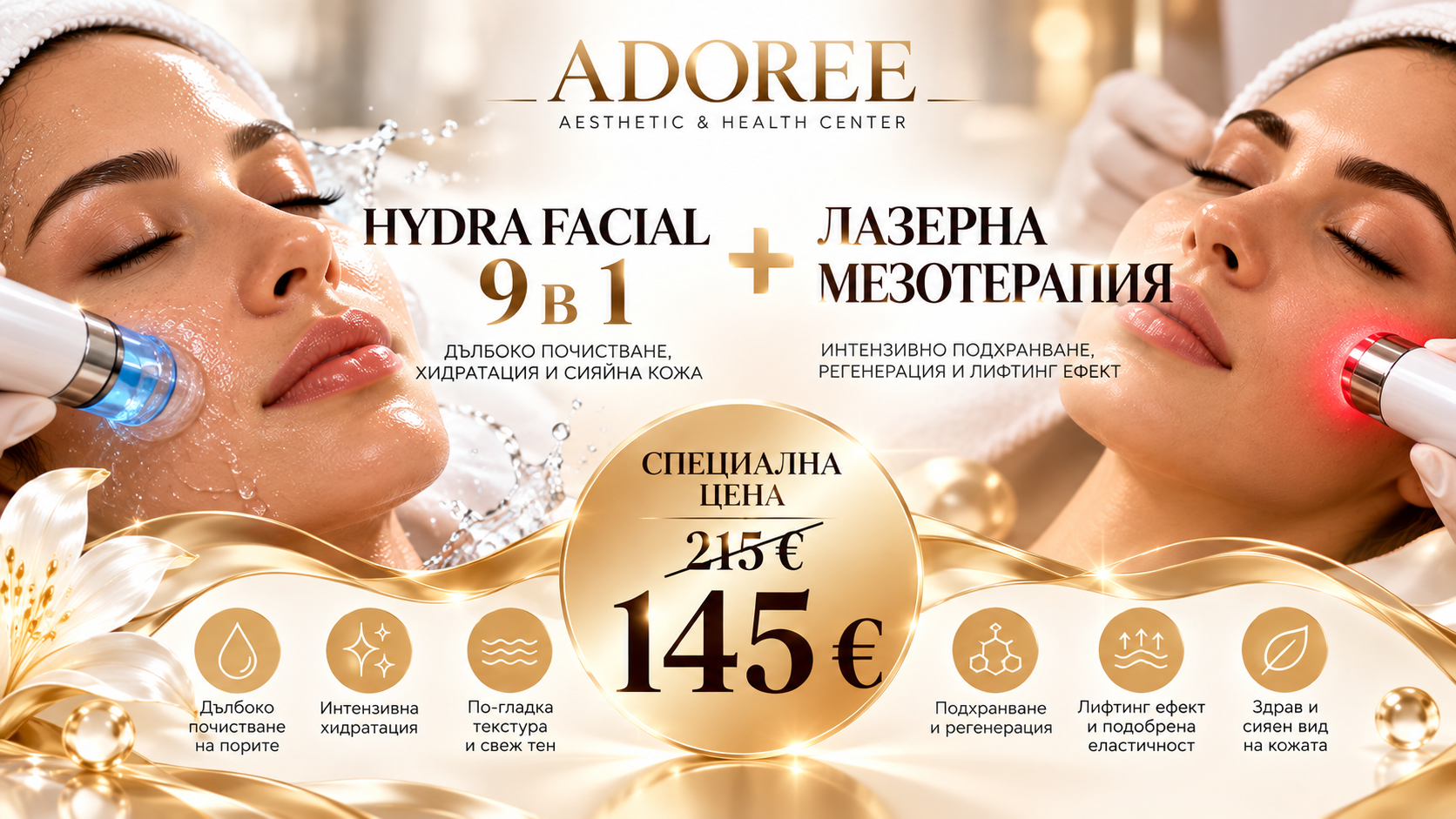 HYDRA FACIAL 9 в 1 + ЛАЗЕРНА МЕЗОТЕРАПИЯ