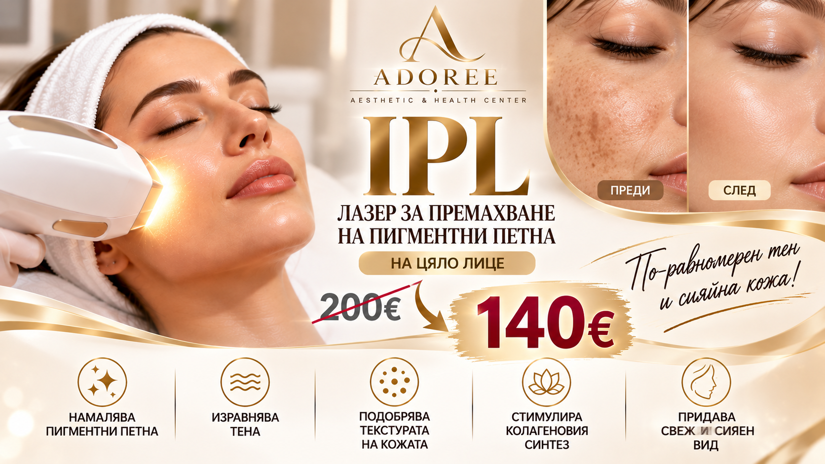 IPL лазерно третиране на пигментни петна – цяло лице